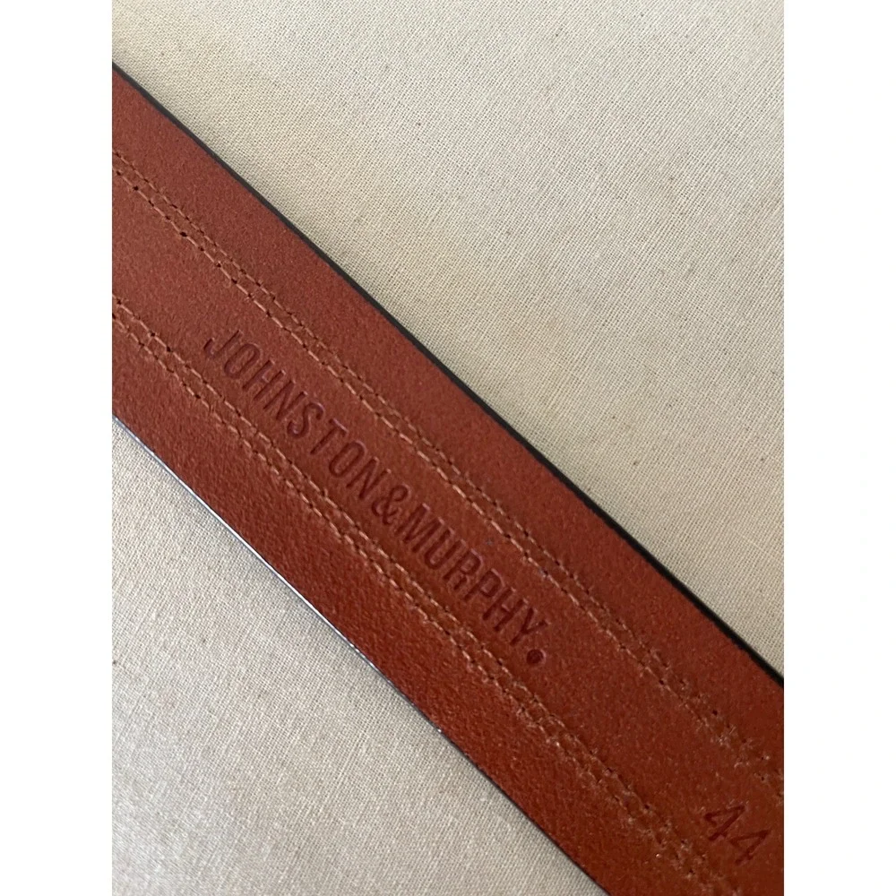 Johnston & Murphy Mens Leather Belt 44 Brown Suede Overlay Contrast Stitch Casua